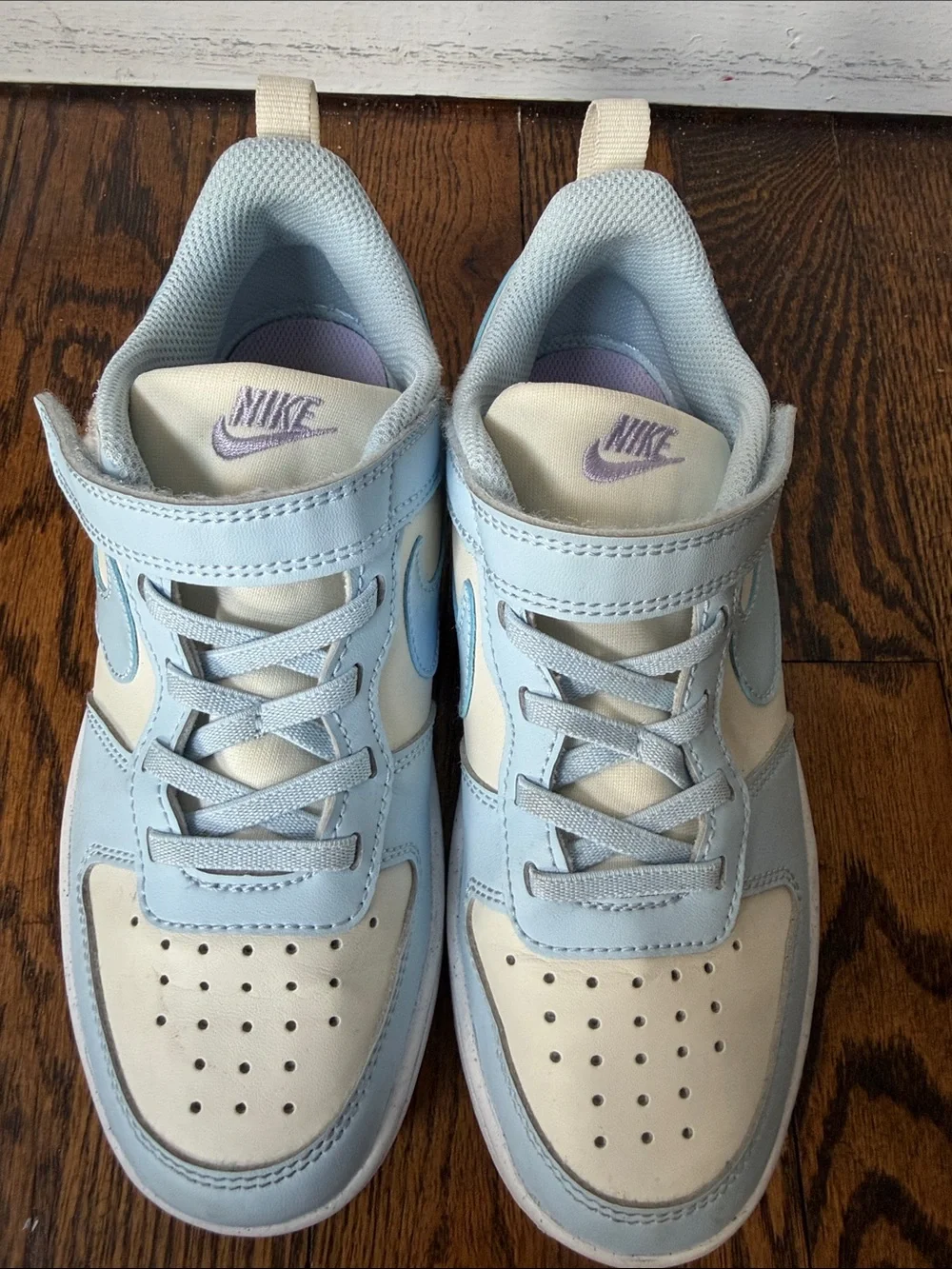 Nike Kids Light Blue and Cream Low-Top Sneakers